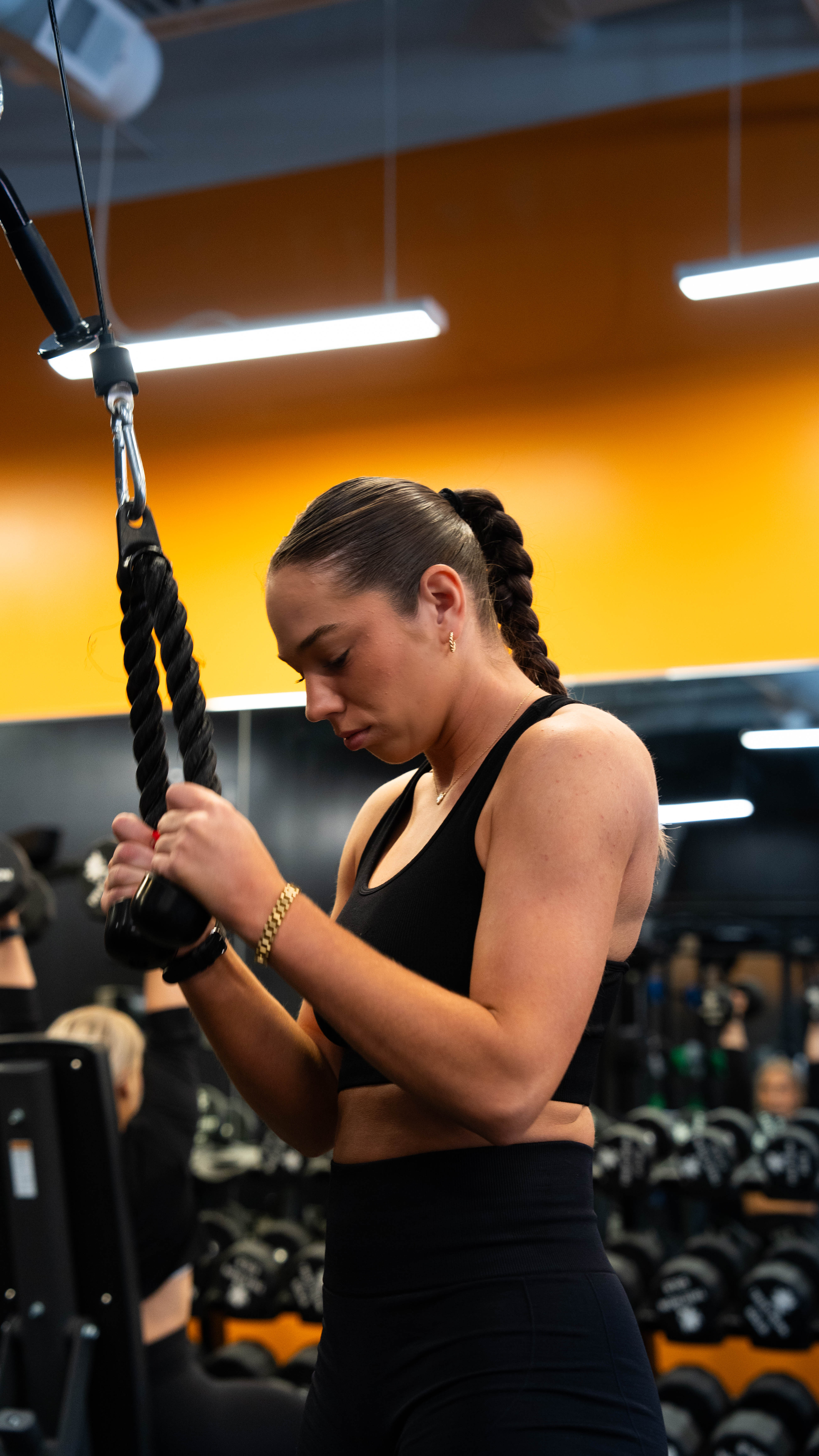 Mary performing cable exercise